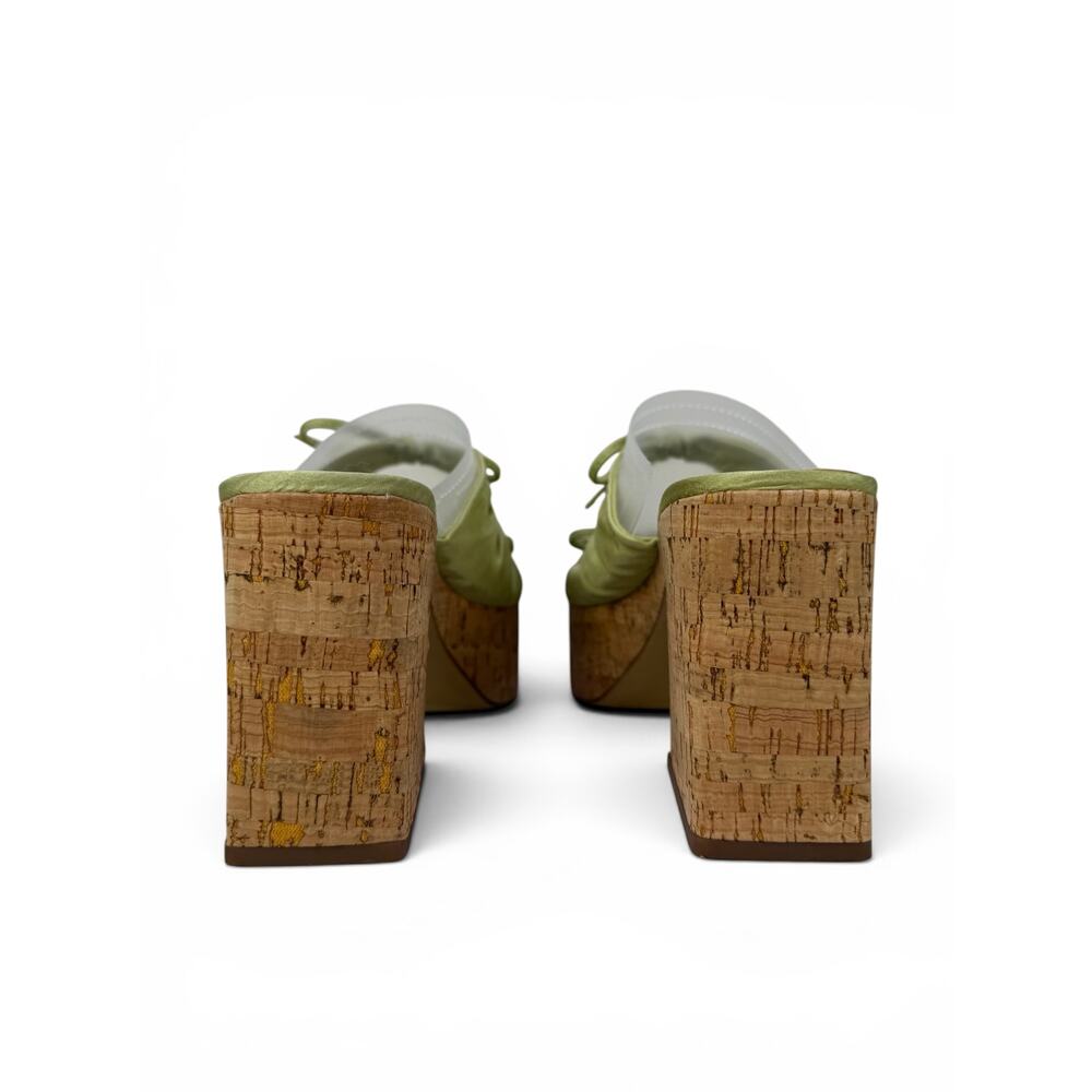 Sam Edelman Dova Platform Sandal Womens 7.5 Lime Green Cork Block Heel Slip On - Picture 5 of 16